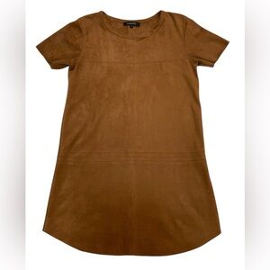 Olivaceous Camel Faux Suede Mini Dress